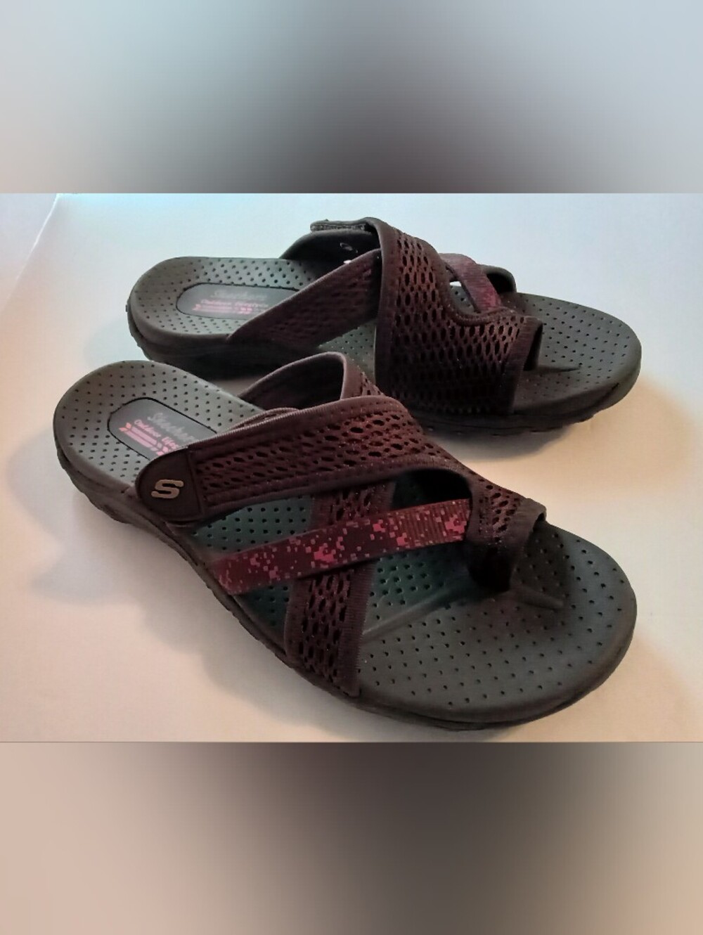Skechers Women’s Pink Accent Brown Slide Sandals - Picture 6 of 6